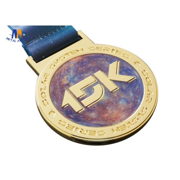 Colorful Printing Custom Sports Medals 15K Medailles With Heat Transfer Ribbon