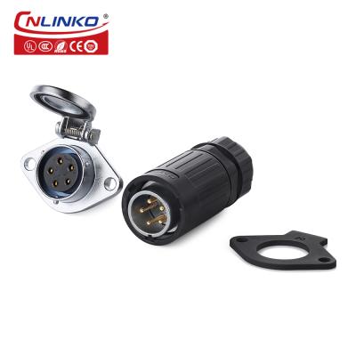 CNLINKO IP68 Waterproof 5 Pin Male Female Panel Mount Plug Socket Cable Connector for Laundry Device