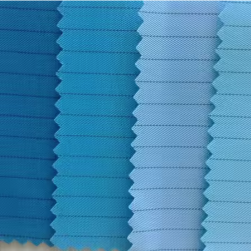 5mm Stripe ESD Polyester Knitted Antistatic Fabric, lint‑free and non‑shedding, for cleanroom workwear.