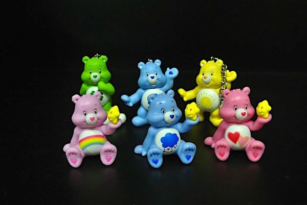 Rainbow Color Key Ring Plastic Toy Figures Care Bear Sell For Collection For kids