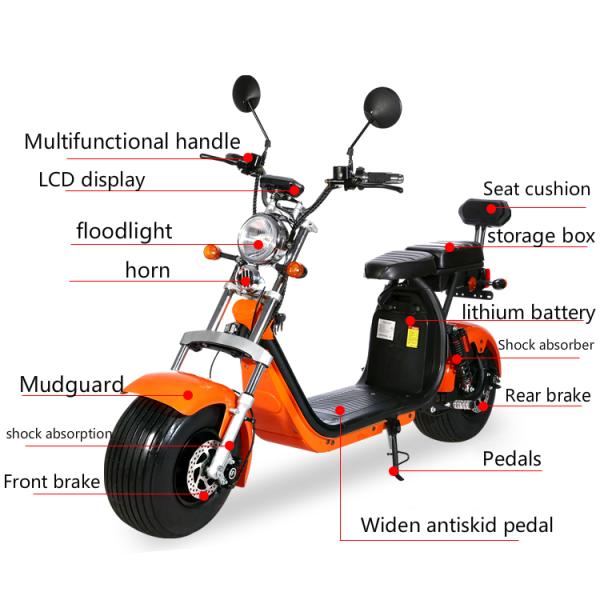 Fat Tire Harley Citycoco Electric Scooter 2000w 2 Wheel Long Range