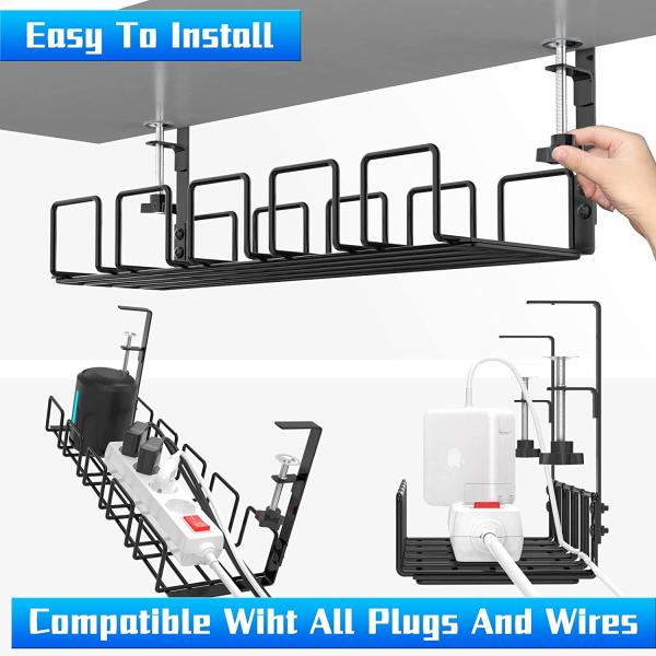 Cable Duct for Desk/Table/Workplace Cable Tray for Organising Cables and Power Strips