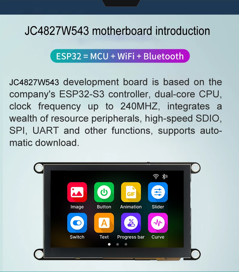 Капацитивный сенсорный Advanced TFT HMI Display Module JC8048W550 800*480 Пиксельное разрешение St7262 Драйверный чип