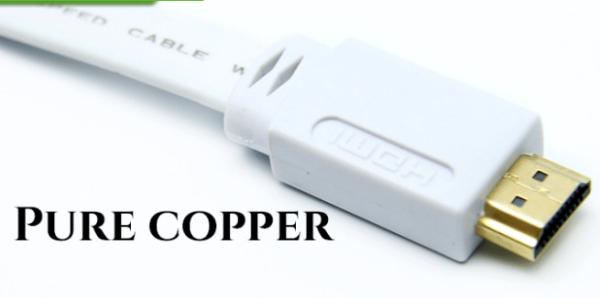 PVC Jacket 1080P 1.5M 1.4V Flat Hdmi Cable Gold Plated For DVD / HDTV