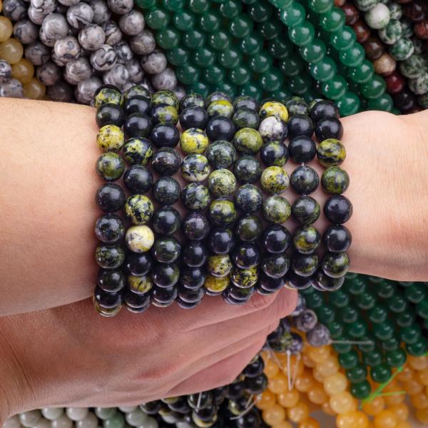 Serpentine Jade Round Bead Natural Crystal Gemstone Loose Bead Strands para fabricação de jóias DIY