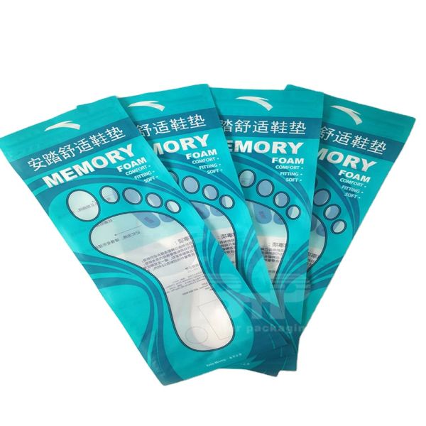 Customized Printed Shoe-pad Packing Heat Seal Shoe Padding Reusable Zipper Insole Packaging Plastic Bags