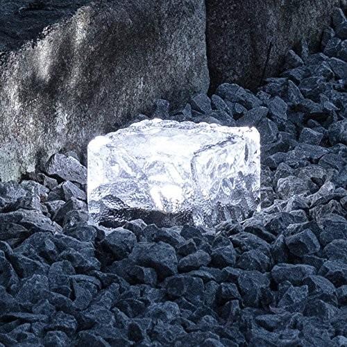 Art Deco Solar Powered Exterior ilumina luzes solares de vidro geadas do cubo de gelo 5LM