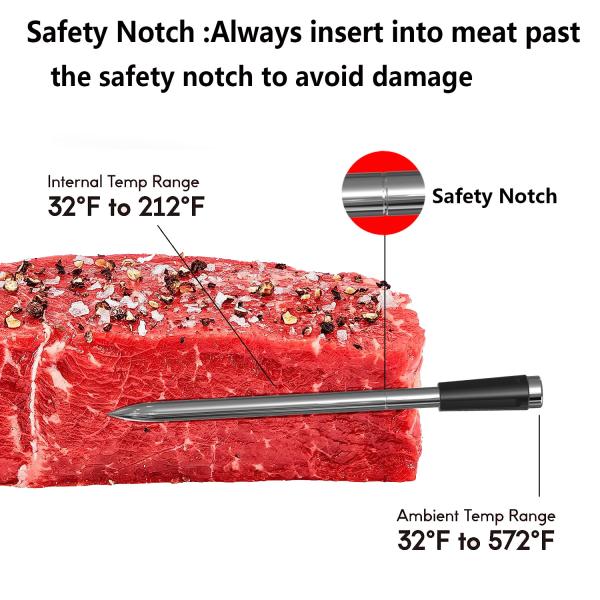 Long distance 150m Remote Smart Bbq  Thermometer Instant Read Digital Bluetooth 5.0 Wireless Meat Thermometer 10 Modes  Meat Thermometer