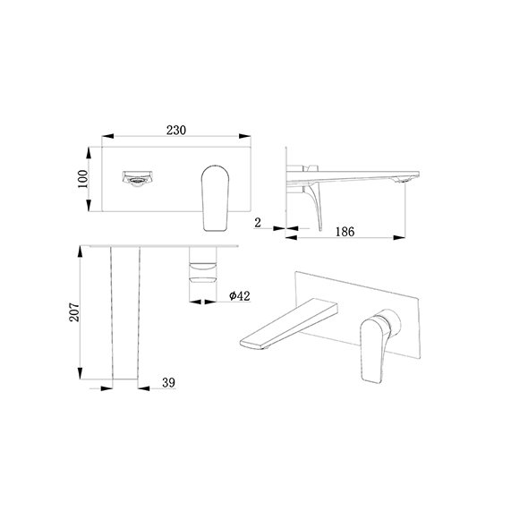 One Handle Concealed Wash Basin Mixer 100mm Cold And Hot Water Tap Orin OR1014401