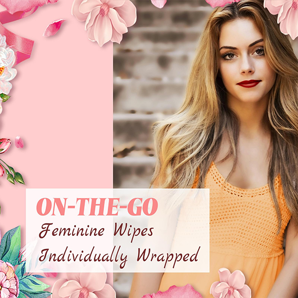 China wipes factory 100% Plant fiber Chamomile Flushable Feminine Wipes