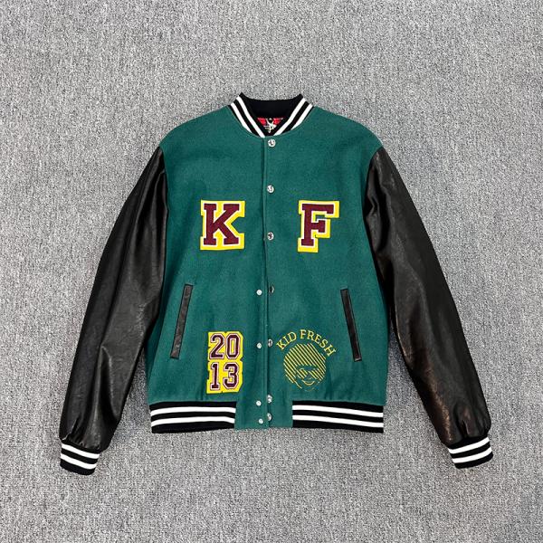 Chenille Embroidery Logo Leather Sleeve Varsity Jacket For Men Custom Design