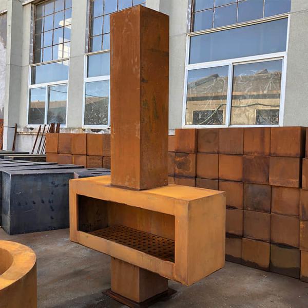 fogo de aço Pit Rustic Red de 120cm Corten chaminé exterior de aço de um Corten de 47 polegadas