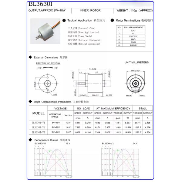 Electronic Steering 10W Brushless DC Electric Motor 36mm 3 Phase BLDC