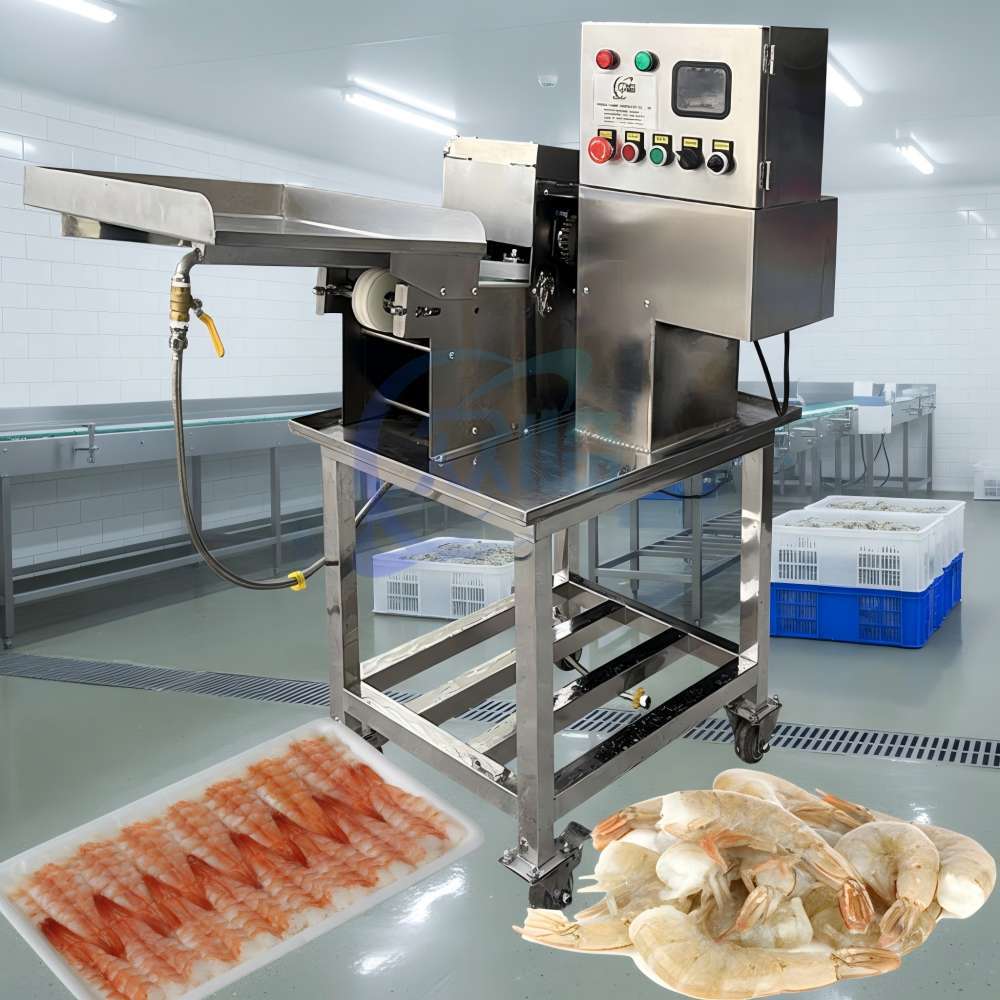 90-120Pcs/Min Shrimp Cutting Machine Customized Shrimp Deveiner Machine