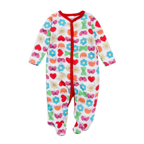 Top quality soft cotton print baby onesie footed romper wholesale