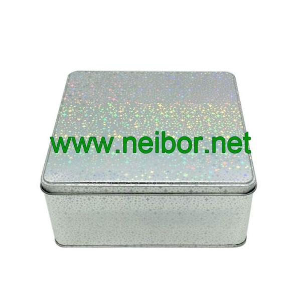 custom 3D holograhic/laser printing square shape decorative tin box