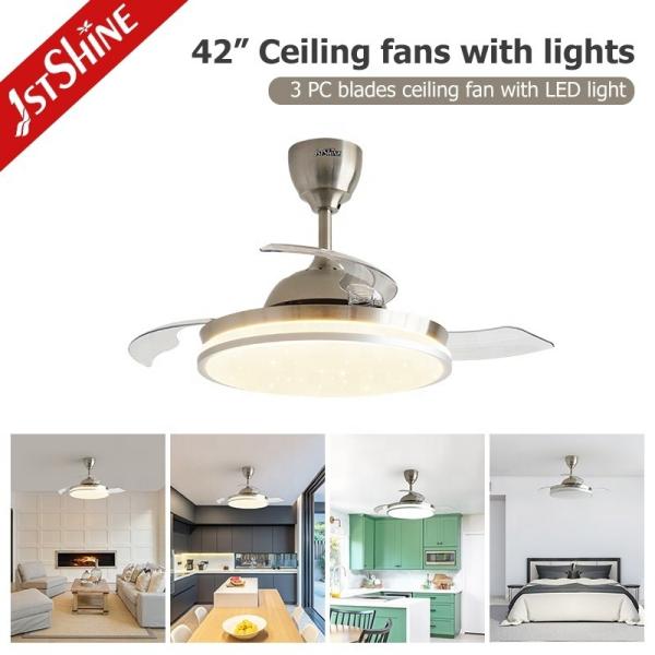 Ventilador de teto LED decorativo estrelado com lâminas ocultas retráteis e ar condicionado