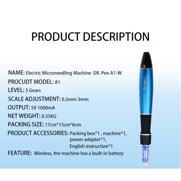 Набор татуировки макияжа ручки A1 переченя оптового беспроводного металла голубой кожаный постоянный