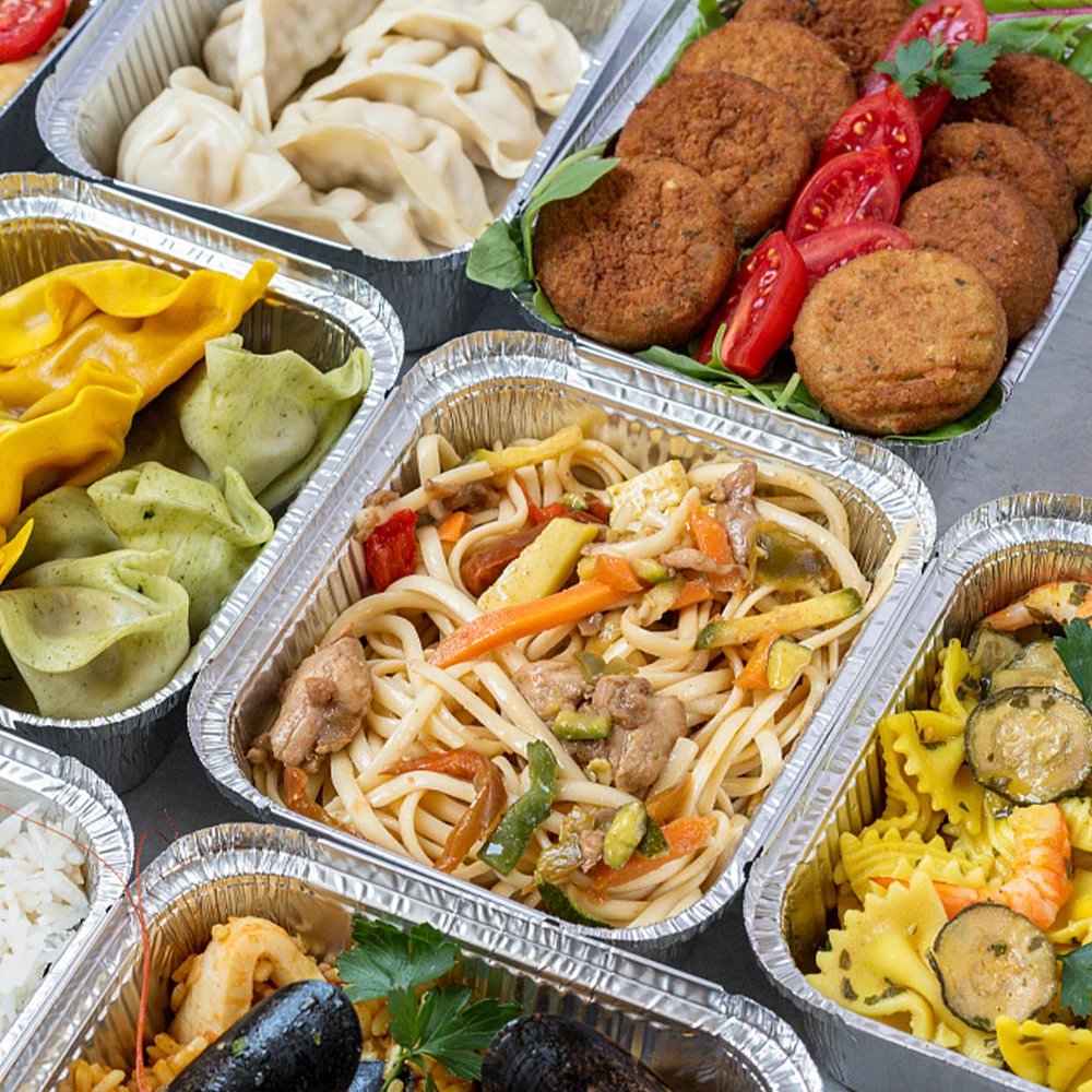 Custom Order Accepted 10pcs Aluminum Foil Tray Square Shaped Lunch Box Kitchen Supplies