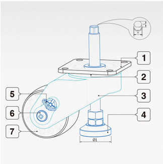 White Conveyor Belt Heavy Duty Nylon Caster Wheels 5cm 150kg