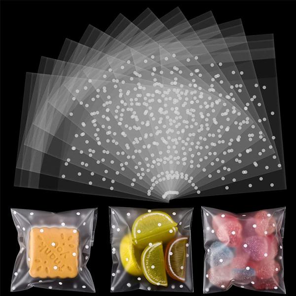 7x7cm Self Adhesive Clear Opp Bag , Banquets Polka Dot Candy Bags