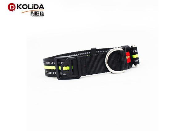 Waterproof Nylon Dog Collars Double D  High - Impact Plastic Buckle For Night Safety