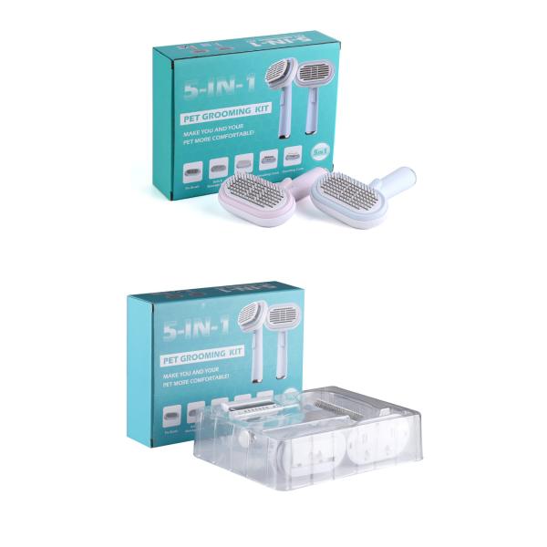 Hair Dematting Pin Comb Pet Grooming Kit Self Cleaning Slicker Brush Shedding Tool