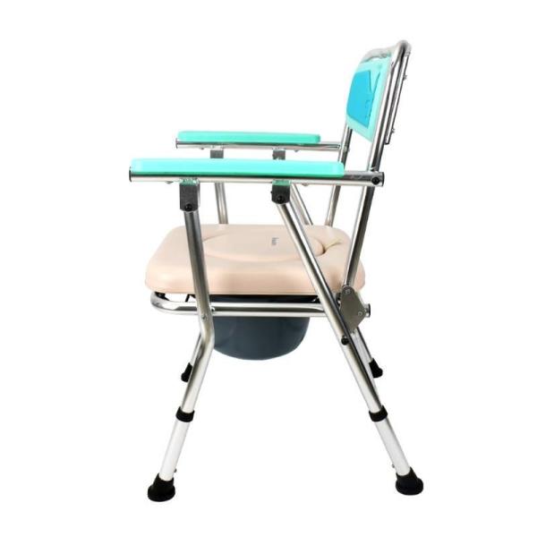 Chaise de toilette pliable en aluminium pour handicapés chaise de toilette mobile pour hôpital 63*68,5* 81,5-91,5 cm