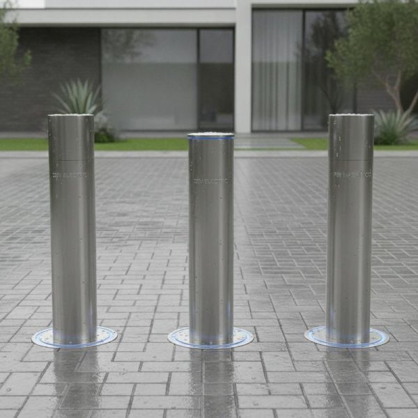 220V Electric Driveway Bollards with 219mm Diameter and IP68 Waterproof for Secure Vehicle Access Control