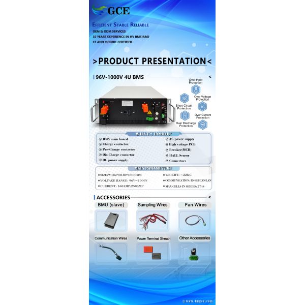 GCE 150S480V 250A HV BMS Rack Mount High Voltage Battery Management System Air Cooling BMS LFP System BMS for Stationary ESS UPS