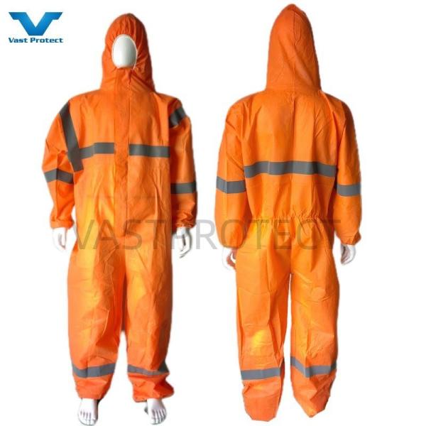 VPT621 PPE de segurança industrial impermeável respirável químico roupa de uso descartável branca