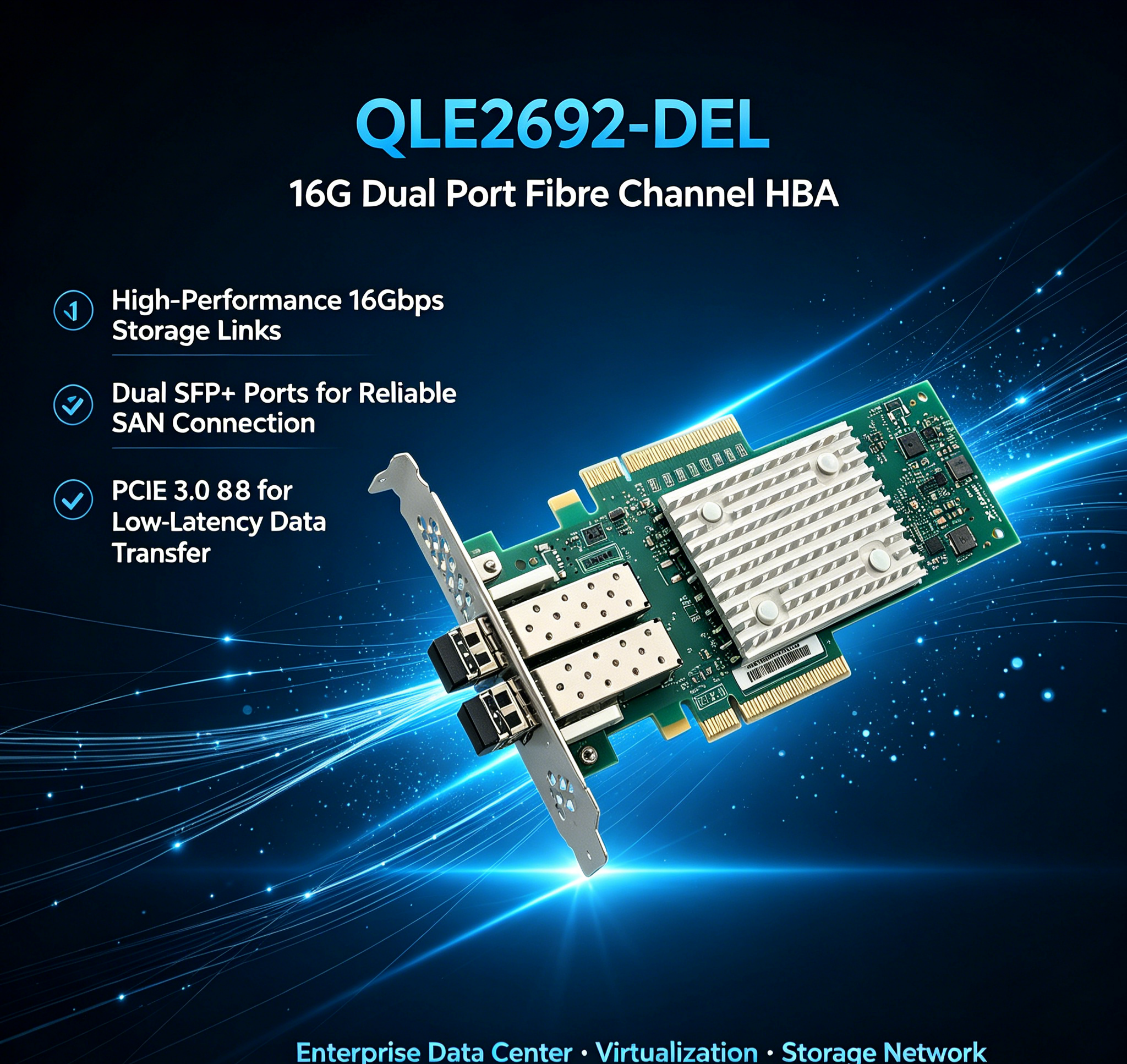 Enterprise Storage SAN Host Bus Adapter With Dual SFP+ Slots & Full/Low Profile Brackets