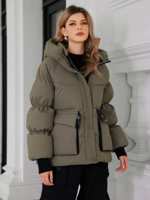 Down Filling Ladies Puffer Jacket Machine Washable Womens Puffer Jacket With Hood