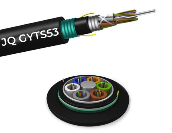 6 8 12 24 48 Faixa de aço PSP Blindado GYTS GYTS53 Cabo de fibra óptica para exterior