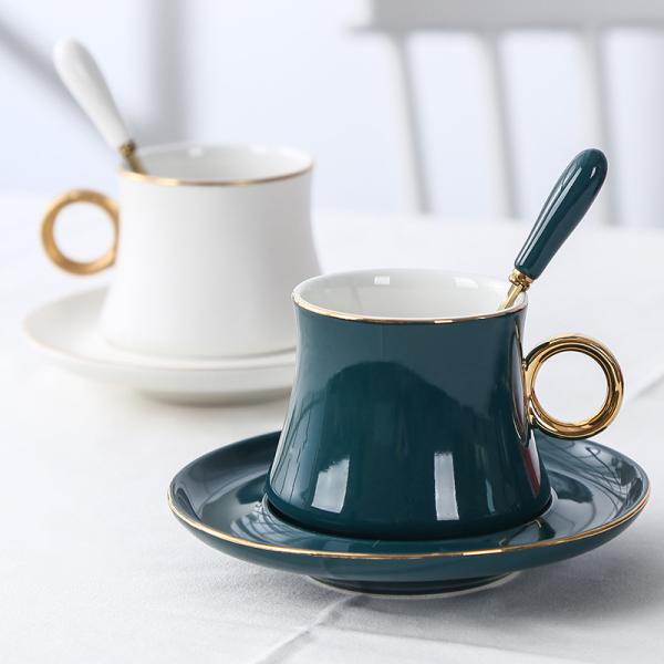 Savall Irregular Plain Colored Green Ceramic Tea Cup And Saucer Set Hotels