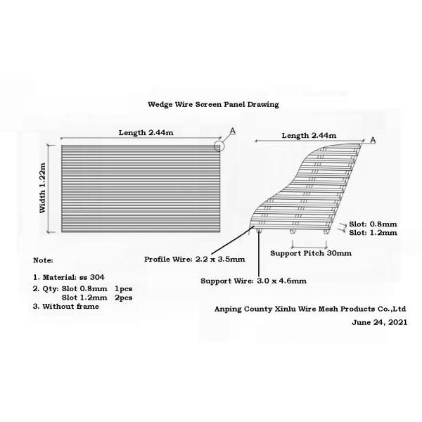 Stainless Steel Wedge Wire Screen Panel Sheets 8ft X 4ft With Slot 1.2mm 0.8mm