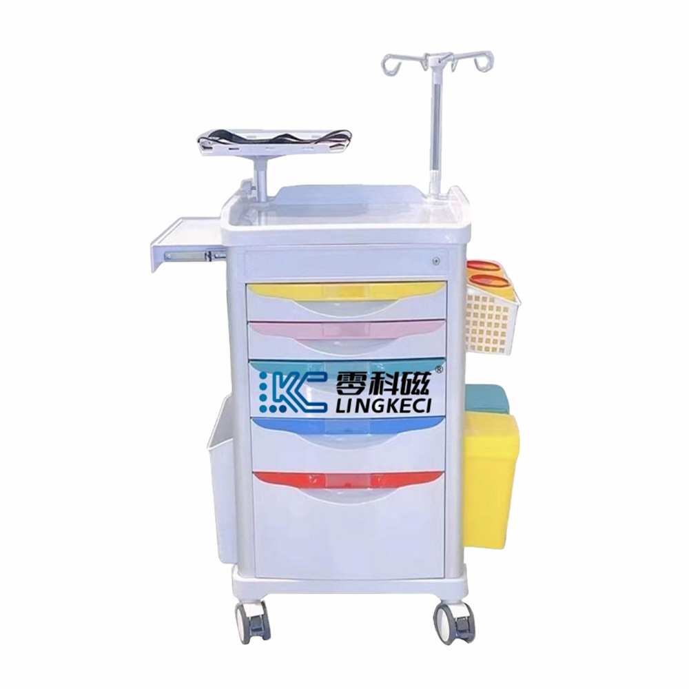 MR Dedicated Non-magnetic ABS Material Multi-Tier Storage Rack Medical Emergency Cart with Support Frame Exclusively for MRI Department