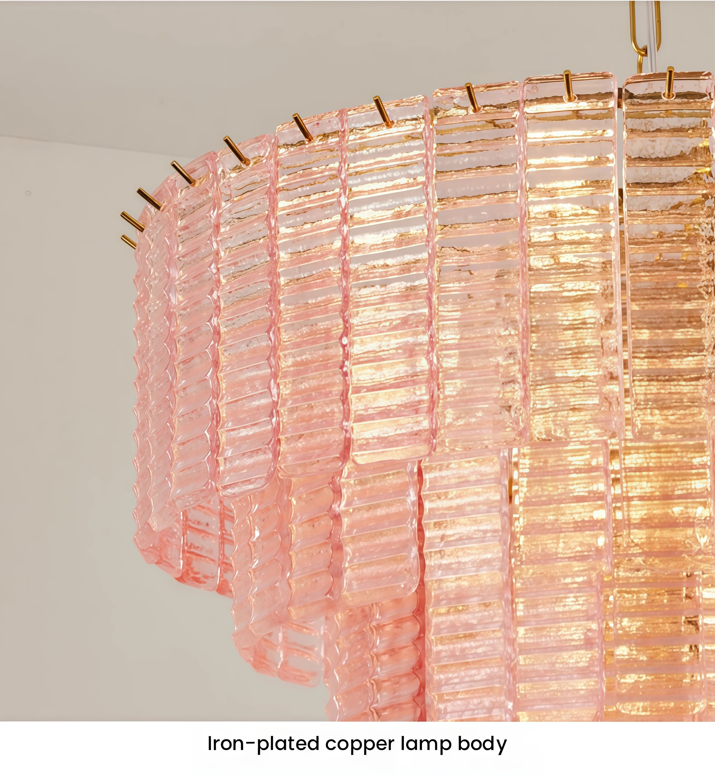 JYLIGHTING Modern Pendant Light Textured Pink Glass Panels in Multiple Stepped Layers Offering Decorative Light and Shadow Effects