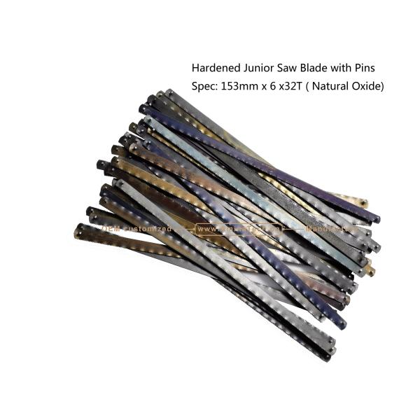 Hardened Junior Saw Blade with Pins Spec: 153mmx6x32T ( Natural Oxide) Cutting wood,Plastic,Low-hardness metal