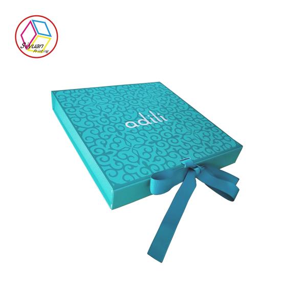 Full Color Printing Blue Fancy Paper Gift Box Foldable Matte Varnish