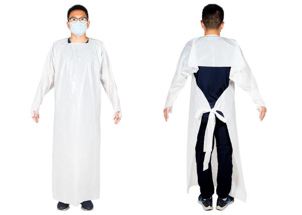 Civil Non Sterile Anti Shrink PE Medical White PE Coating Gown