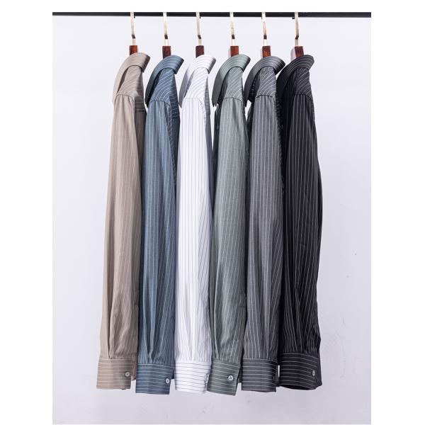 Удобные нежелезные рубашки LCBZ мужская бамбуковая волокна напечатана длинная рукава обычная рубашка