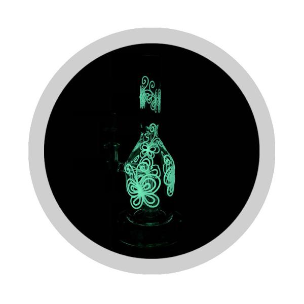 Luminous Butterful Glass Bongs 7mm Thick With Matrix Percolator Smoking Pipes