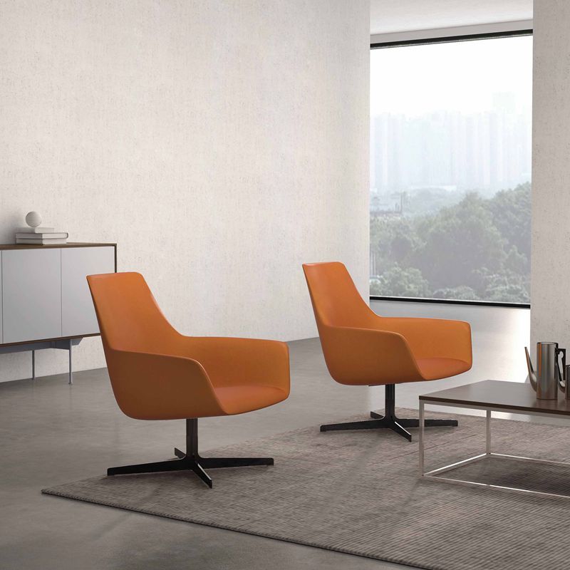 Integrated Leather Swivel Lounge Chair OEM Office Leather Armchair