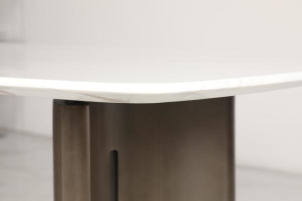 Contemporary Marble Dining Tables With Marble Top Stainless Steel Base Home Use