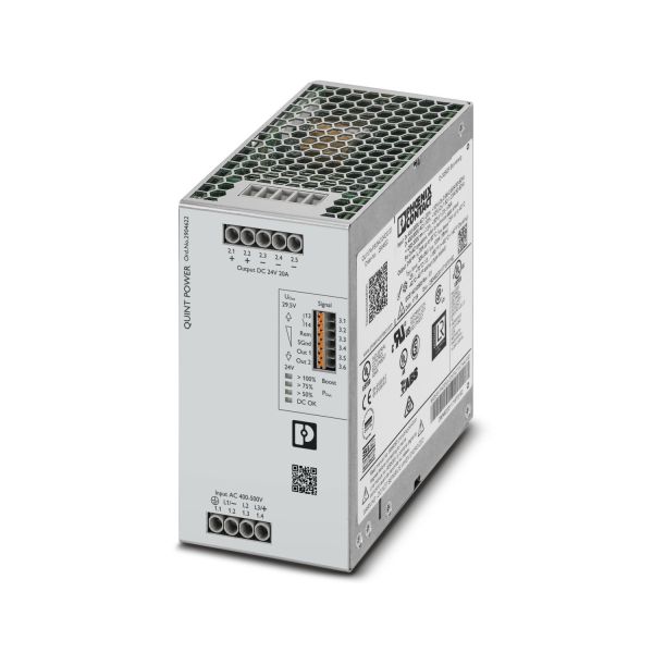Phoenix Contact QUINT4-PS 3-Phase Input 24VDC 20A Output DIN Rail Mounting Industrial Power Supply