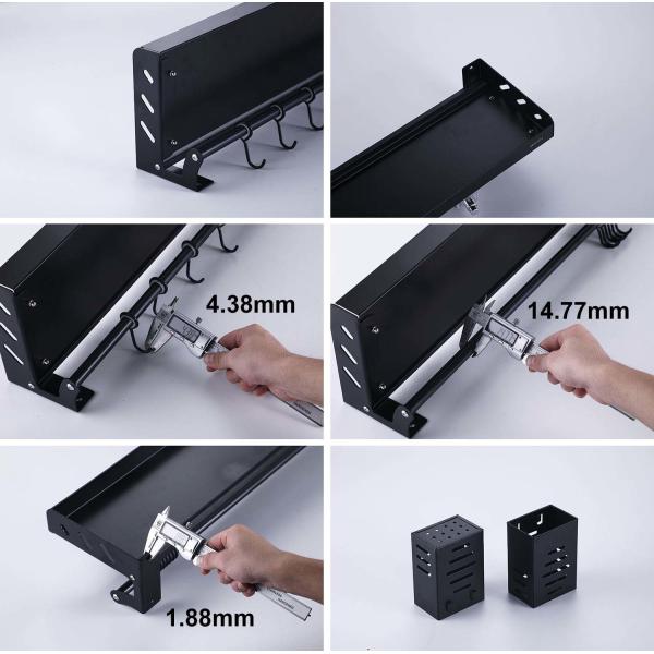 Matte Black Wall Mounted Utensil Holder , SUS304 Spice Shelf Organizer