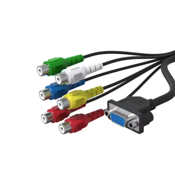 Customized Length VGA DB Male Cable Digital 6 RCA Analog PC TV Video Cable AV Adapter HDTV PC Computer DVD Display Cable Converter