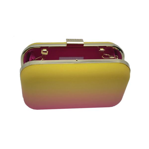 Customizable Metal Plate Logo Evening Clutch Bag  With Removable Gold Tone Chain