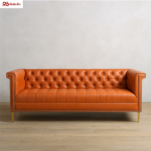 Luxury Design PU Leather Tufted Back Sofa Sets for Hotel Lobby Use